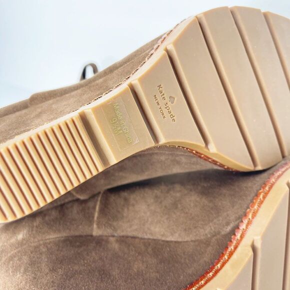 KATE SPADE Brown Saunders Suede Wedged Boots - Picture 8 of 9